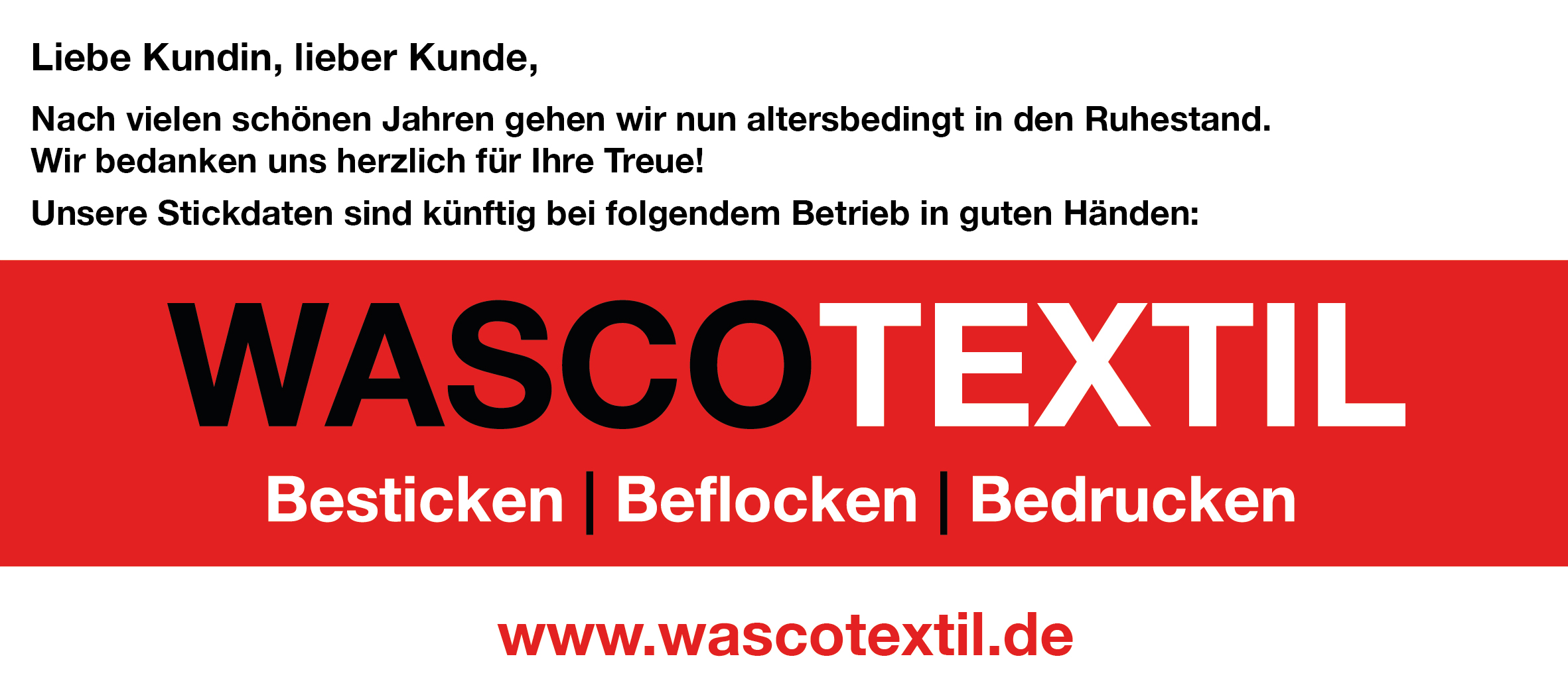 Stickaufträge – neuer Partner